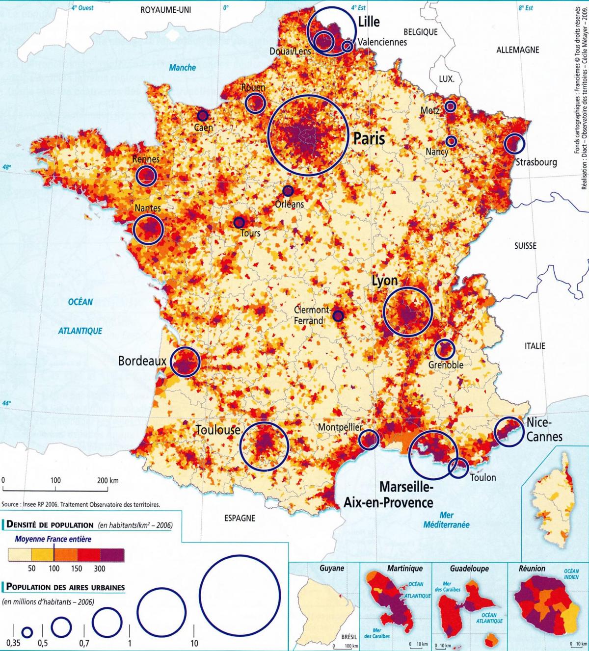 Carte de densité de la France