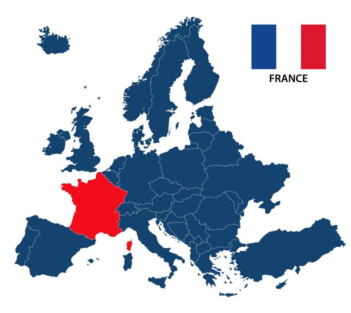 La situation de la France sur la carte de l'Europe