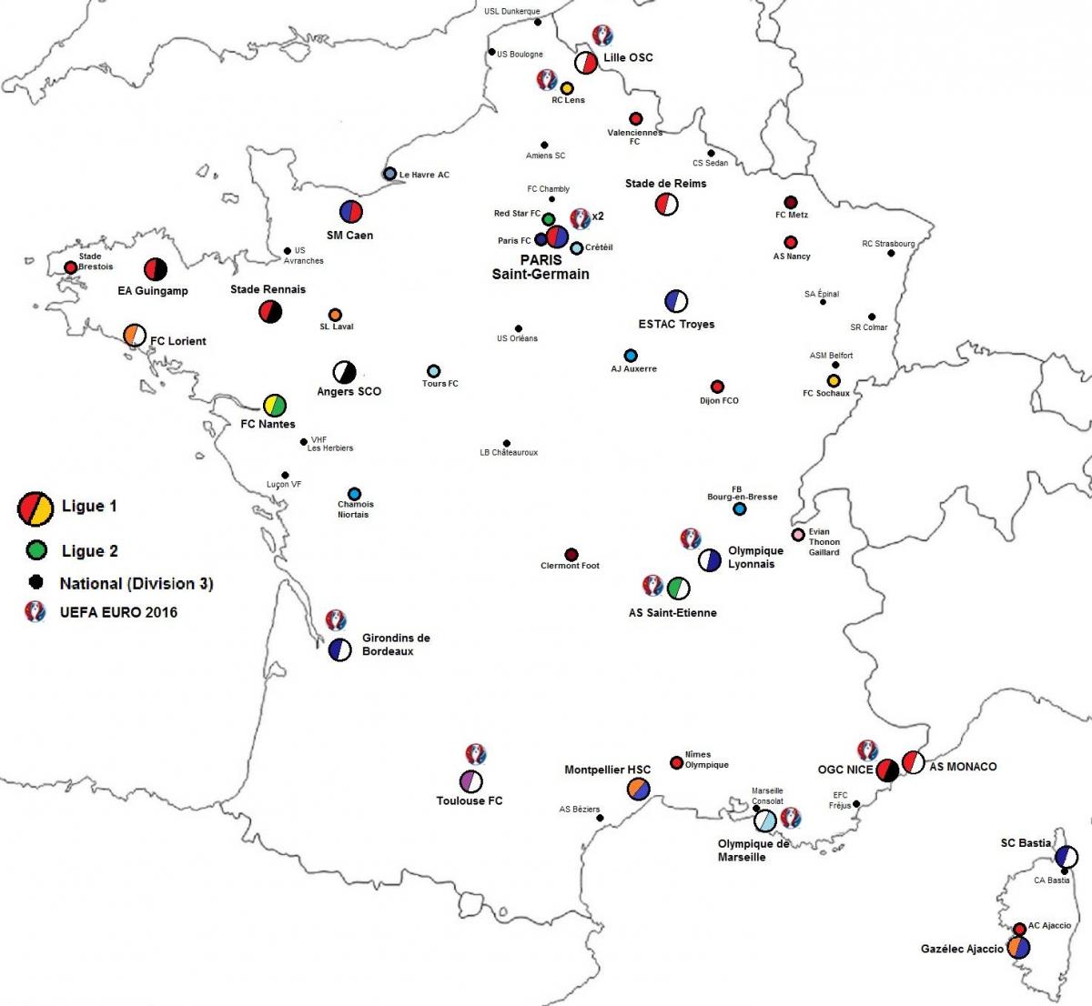 carte des stades de France